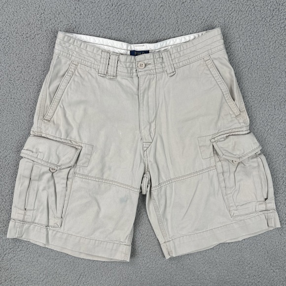 Polo Ralph Lauren Cargo Shorts Men 33 Beige Khaki Classic Chino Utility - Picture 1 of 16